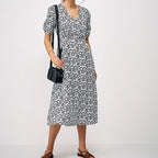 Black floral midi dress