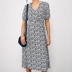 Black floral midi dress