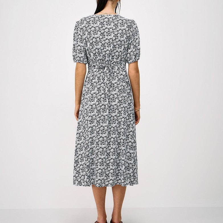 Black floral midi dress