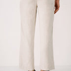 Women's drawstring linen blend straight leg trousers