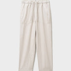 Women's drawstring linen blend straight leg trousers
