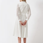 Women's geometric eyelet midi shirt dress