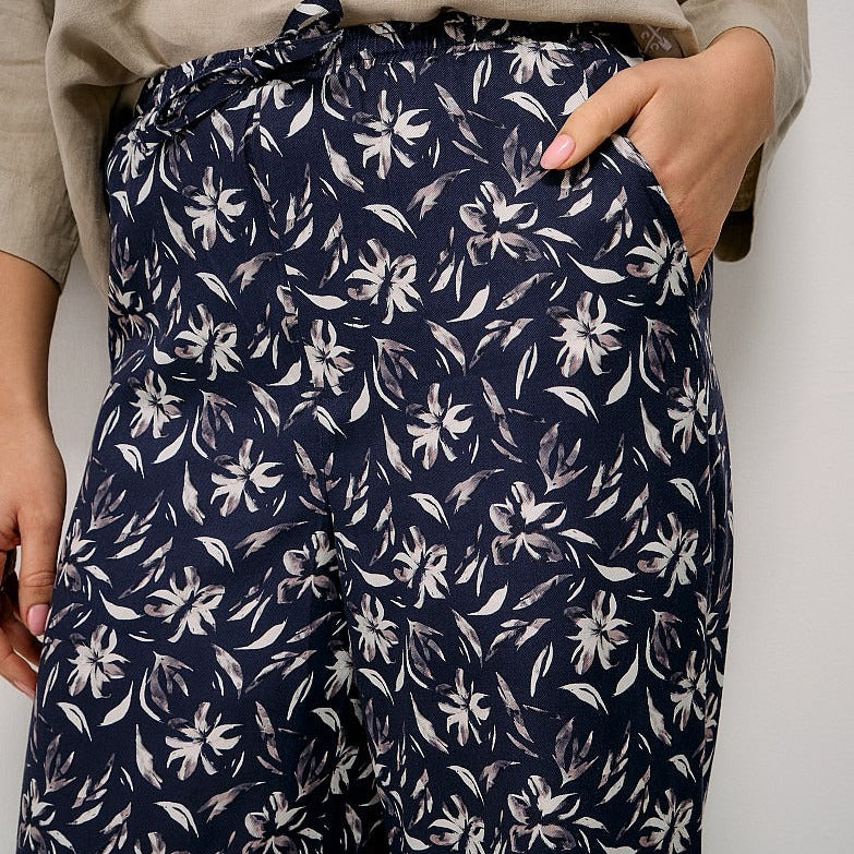 Women's printed wide leg casual trousers