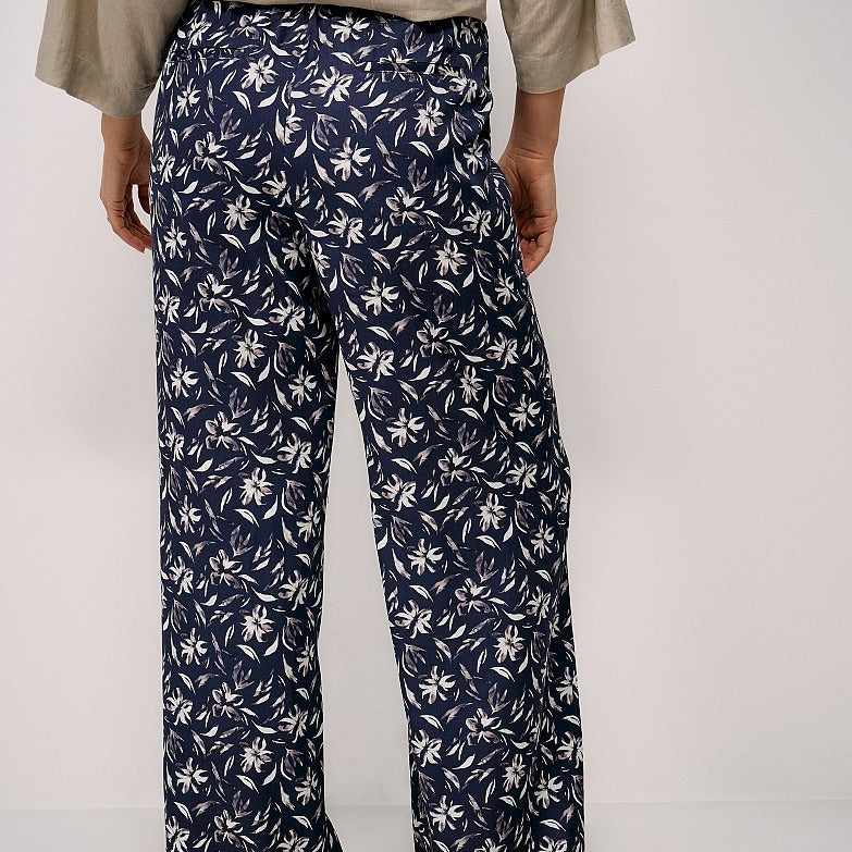 Women's printed wide leg casual trousers