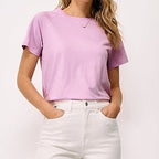 Women's soft pink raglan crew neck T-shirt