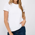 Women's white crew neck T-shirt
