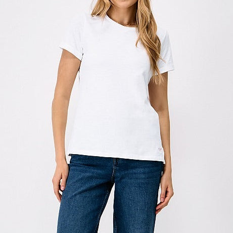 Women's white crew neck T-shirt