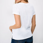 Women's white crew neck T-shirt